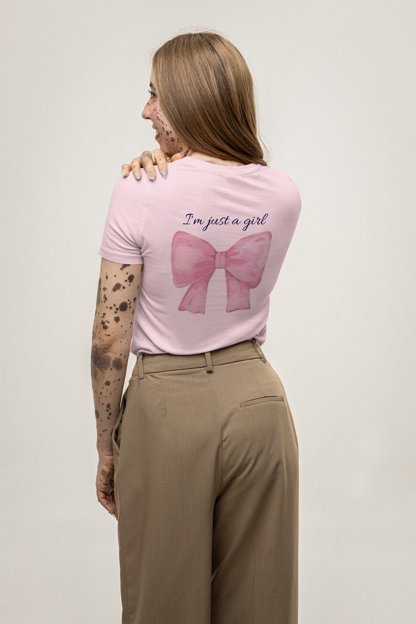 Empowering 'I'm Just a Girl' Pink Bow T-Shirt