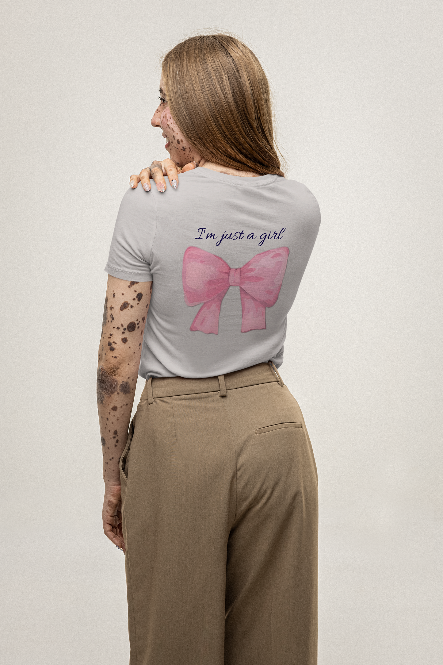 Empowering 'I'm Just a Girl' Pink Bow T-Shirt