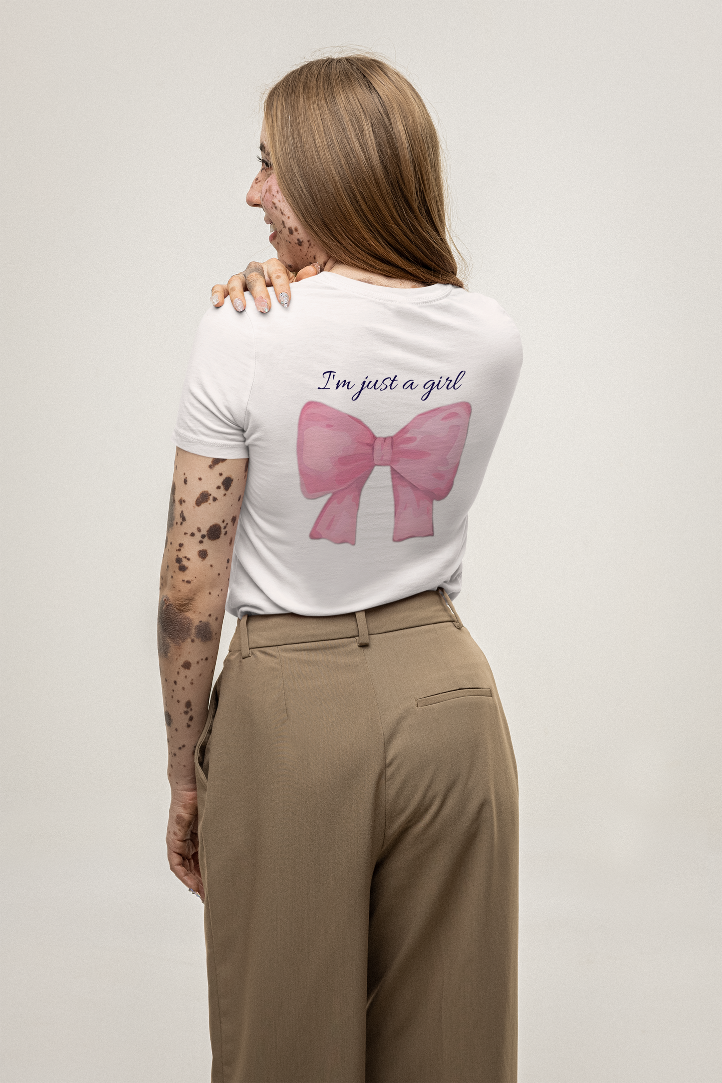 Empowering 'I'm Just a Girl' Pink Bow T-Shirt