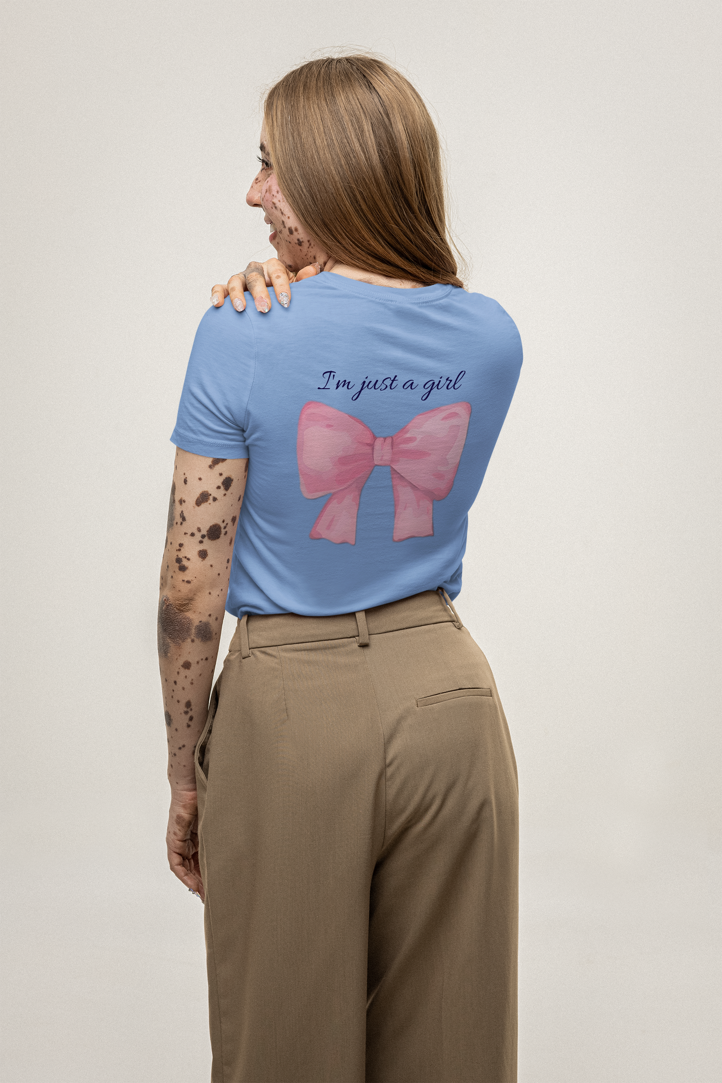 Empowering 'I'm Just a Girl' Pink Bow T-Shirt