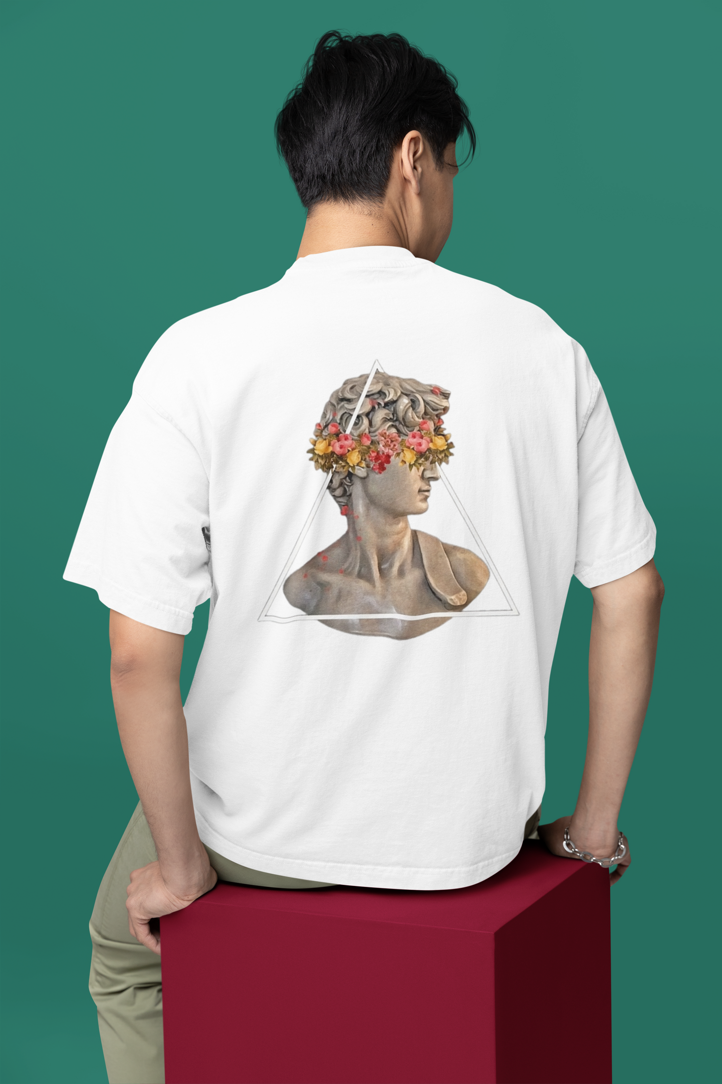 Classical Sculpture Floral Graphic Triangle Tee