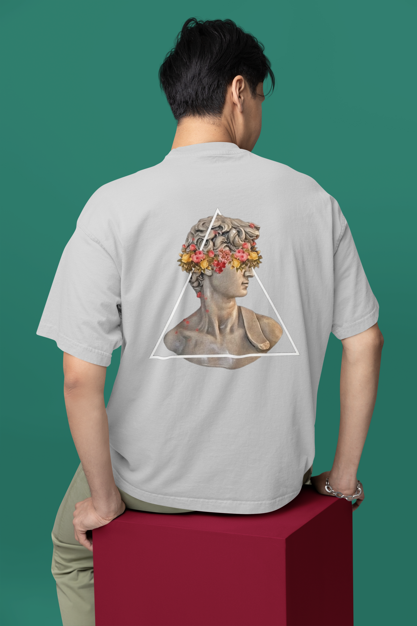 Classical Sculpture Floral Graphic Triangle Tee