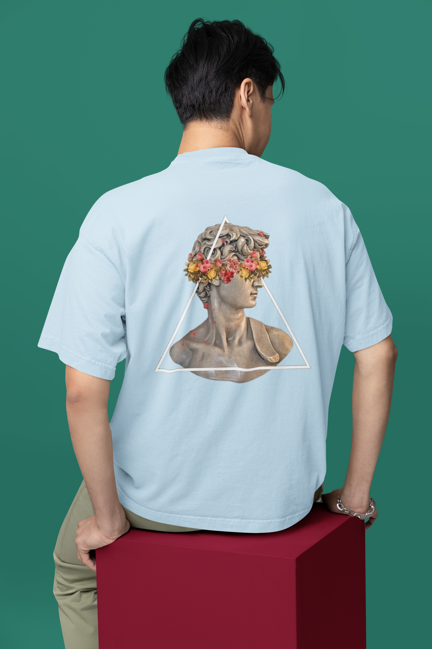 Classical Sculpture Floral Graphic Triangle Tee