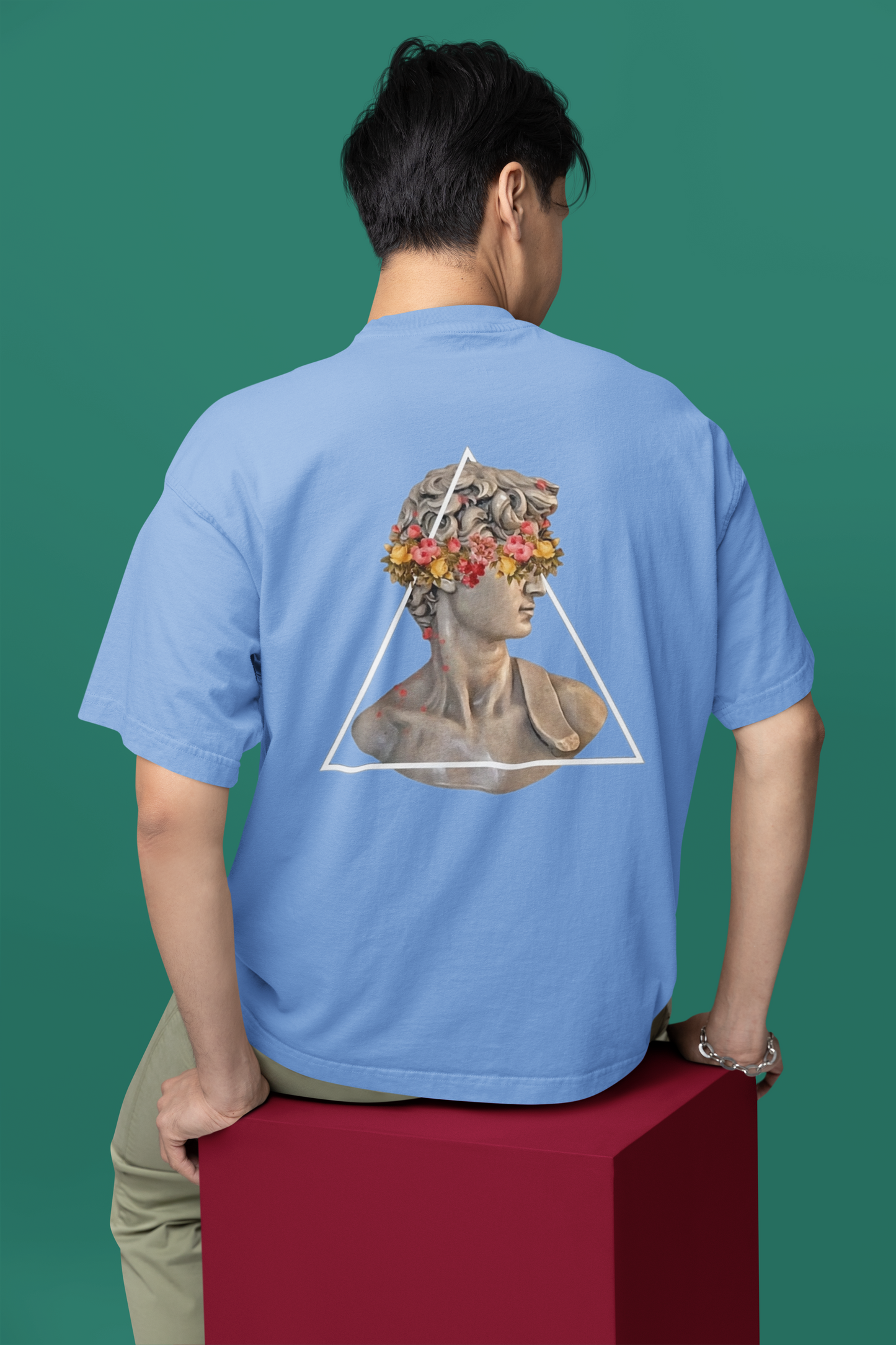 Classical Sculpture Floral Graphic Triangle Tee