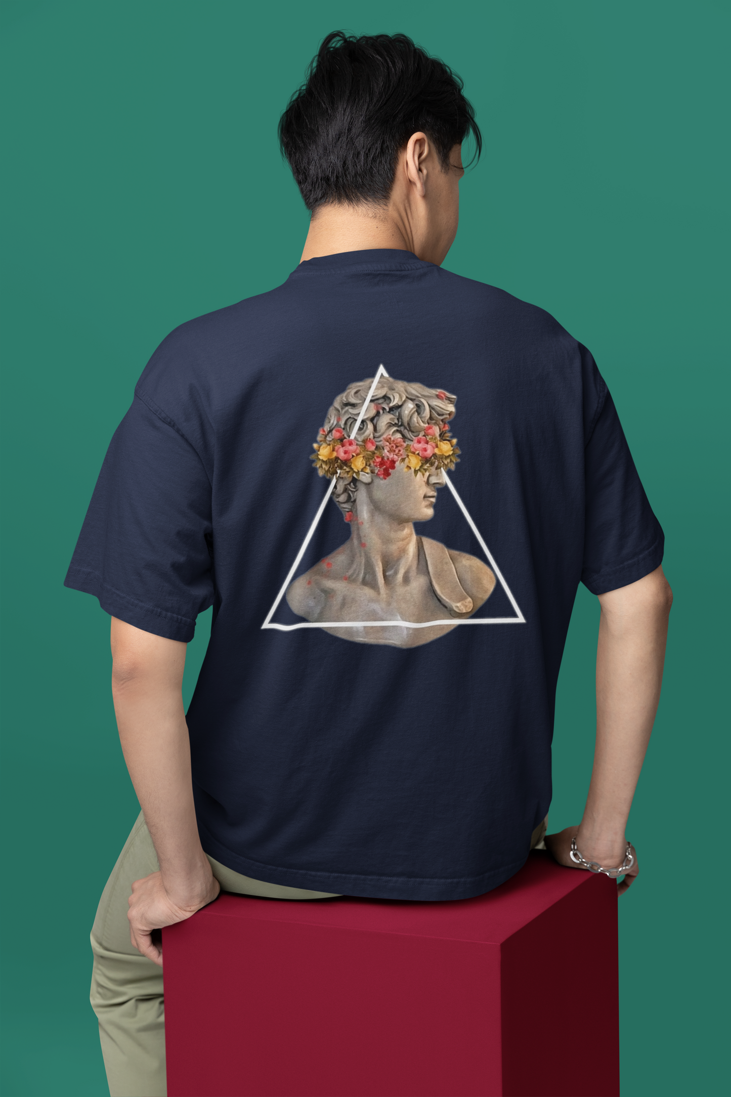 Classical Sculpture Floral Graphic Triangle Tee