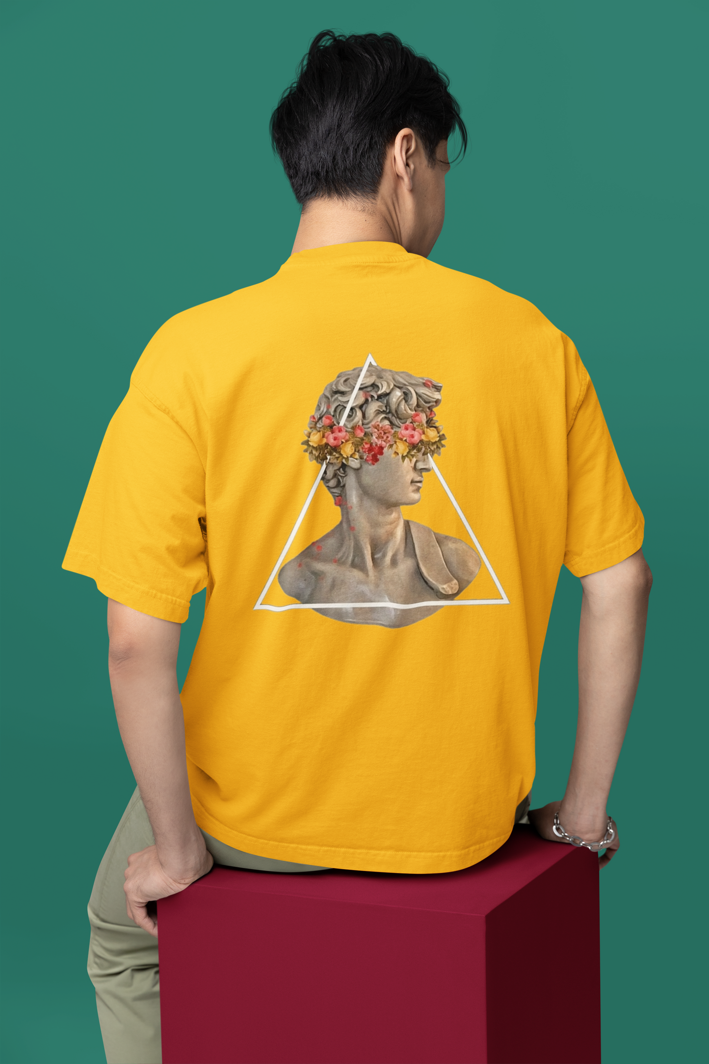 Classical Sculpture Floral Graphic Triangle Tee