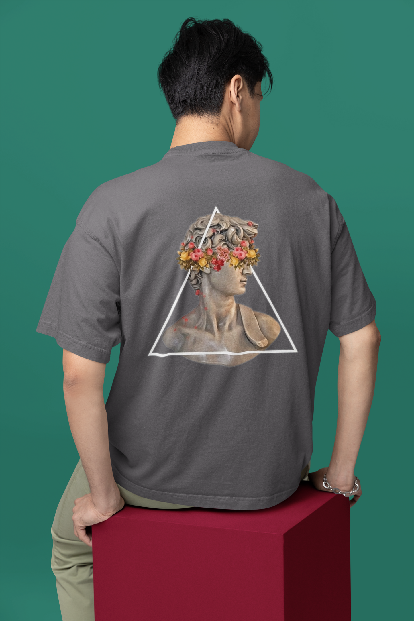 Classical Sculpture Floral Graphic Triangle Tee