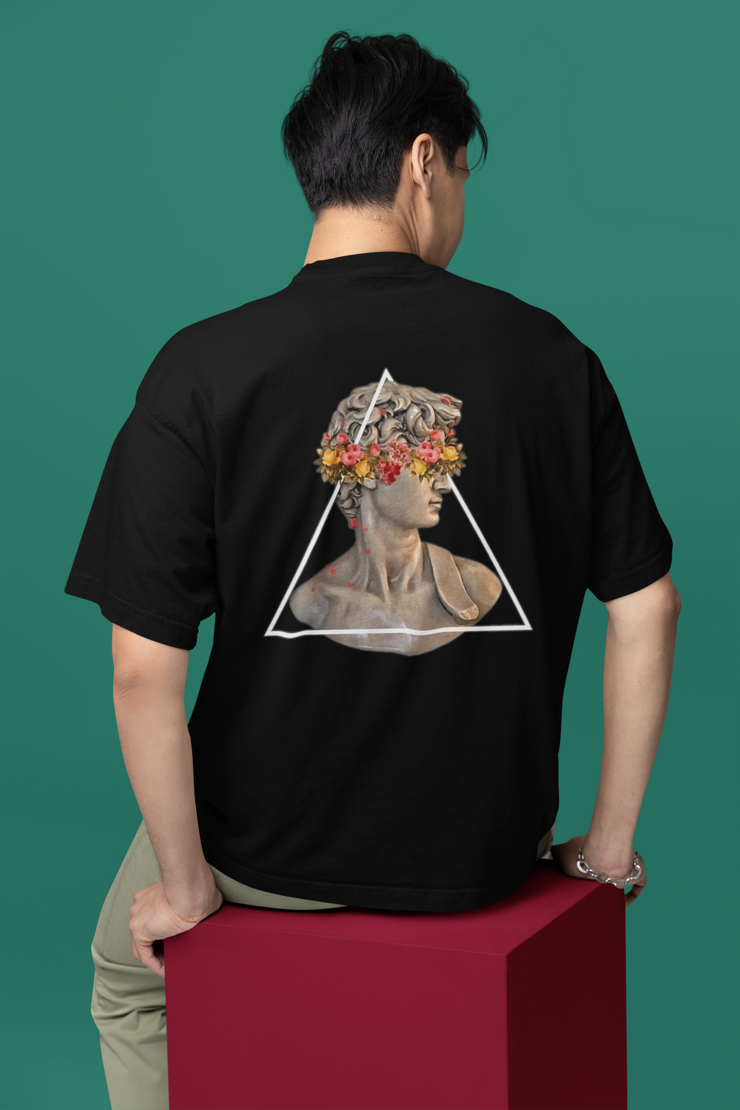 Classical Sculpture Floral Graphic Triangle Tee