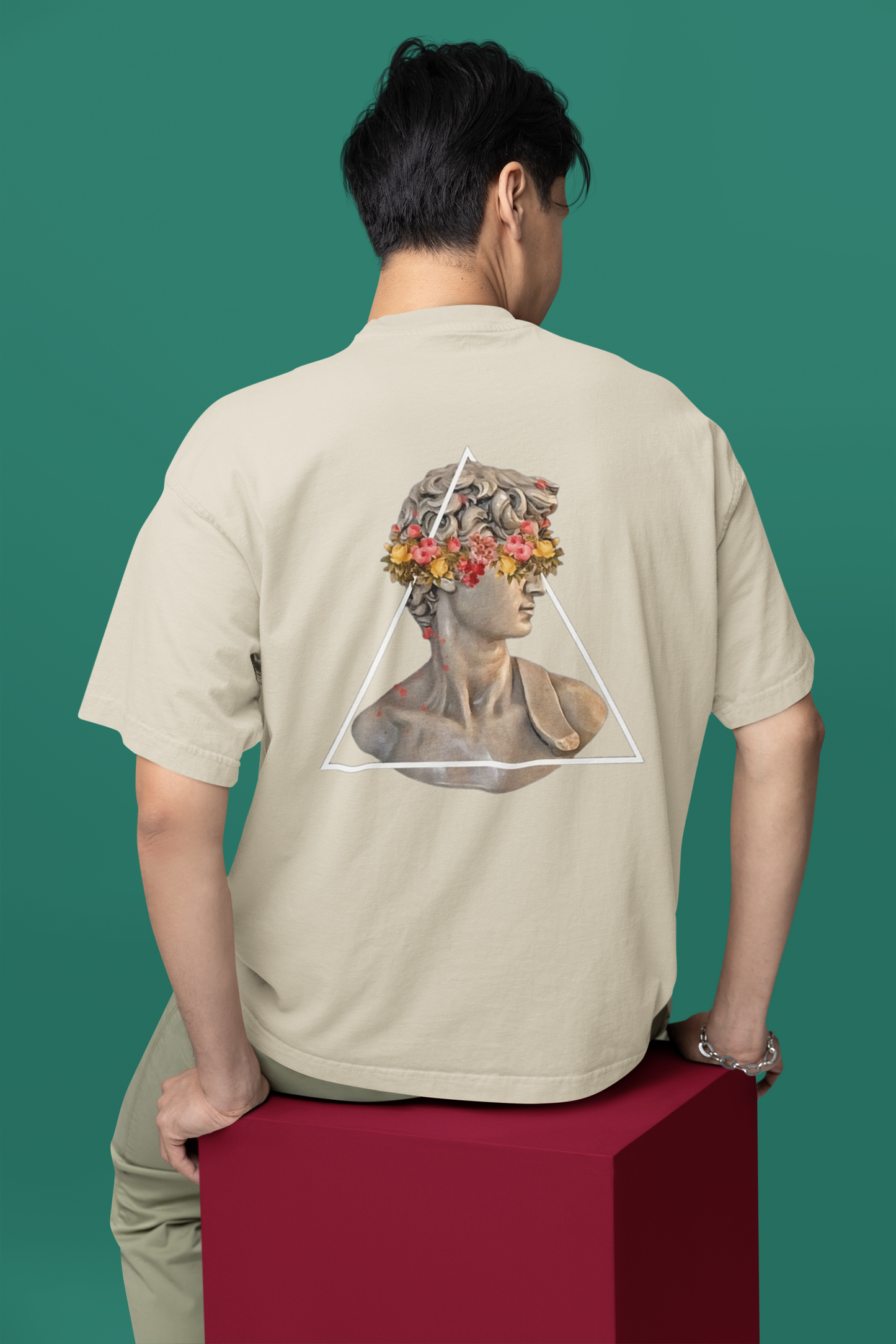 Classical Sculpture Floral Graphic Triangle Tee