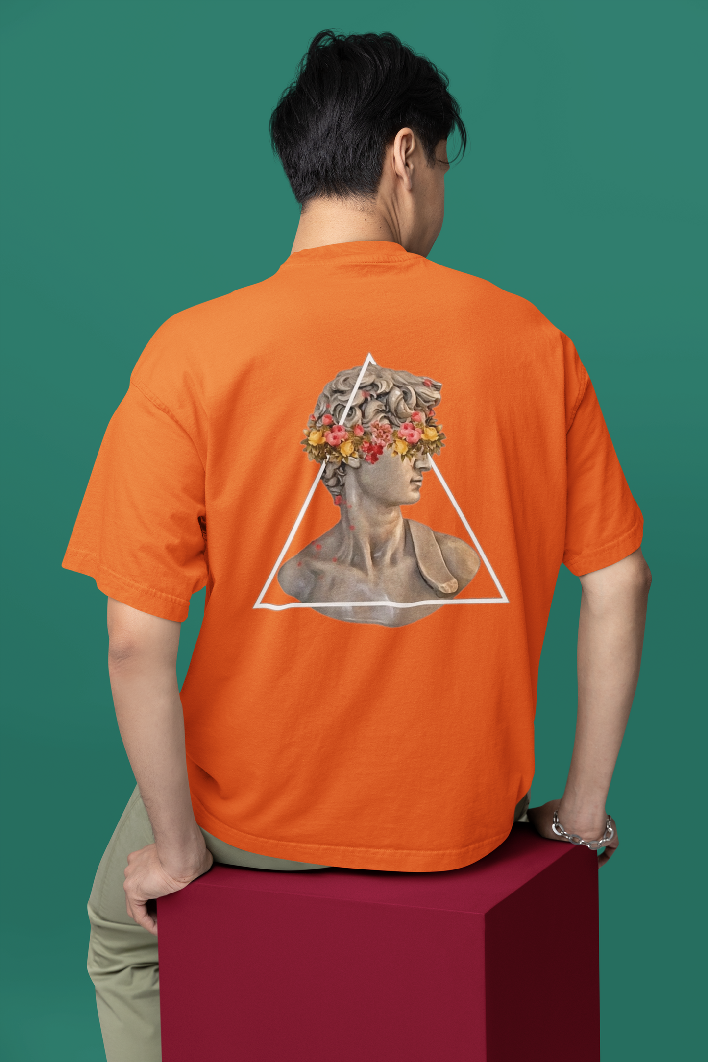 Classical Sculpture Floral Graphic Triangle Tee