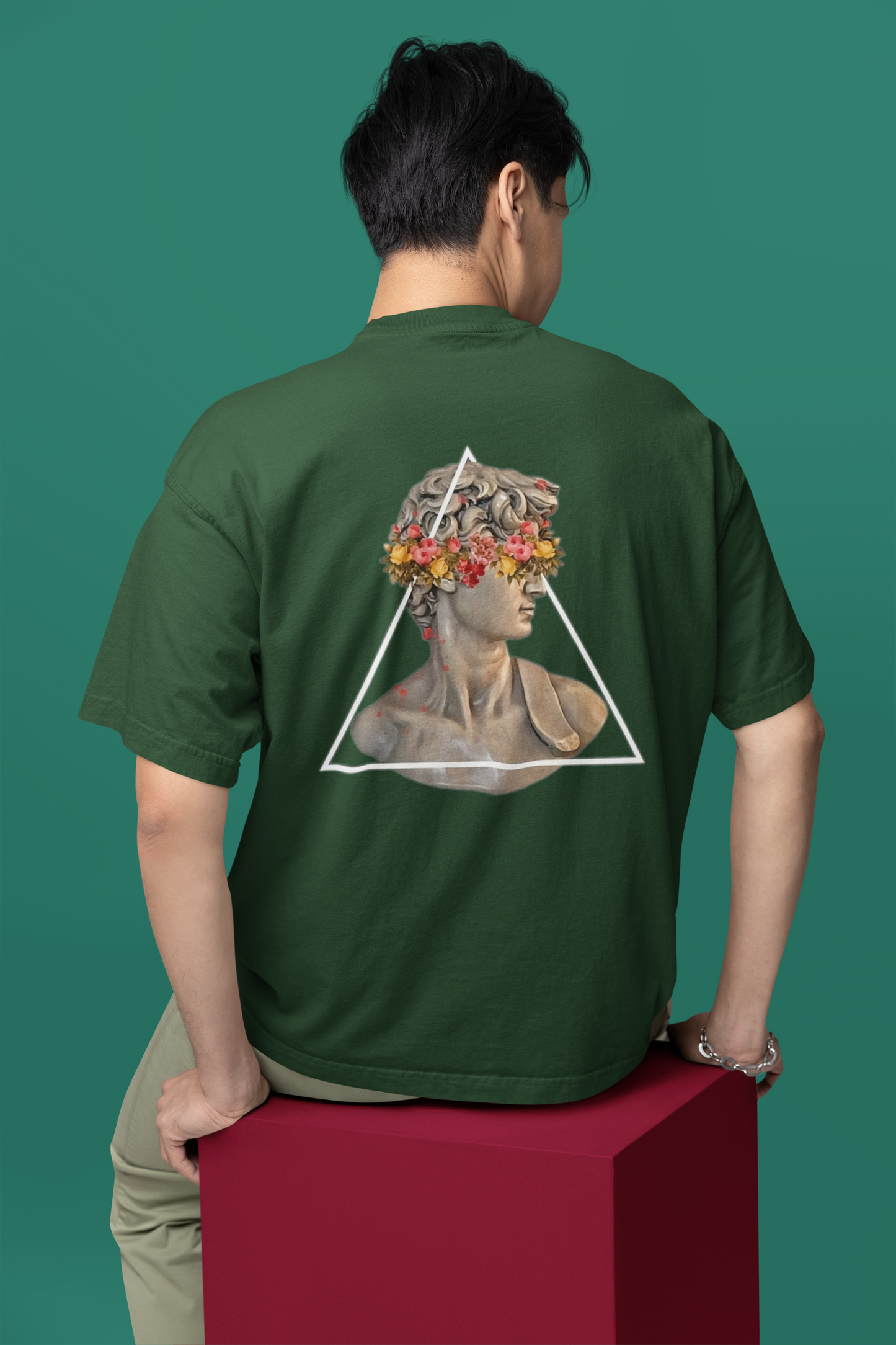 Classical Sculpture Floral Graphic Triangle Tee