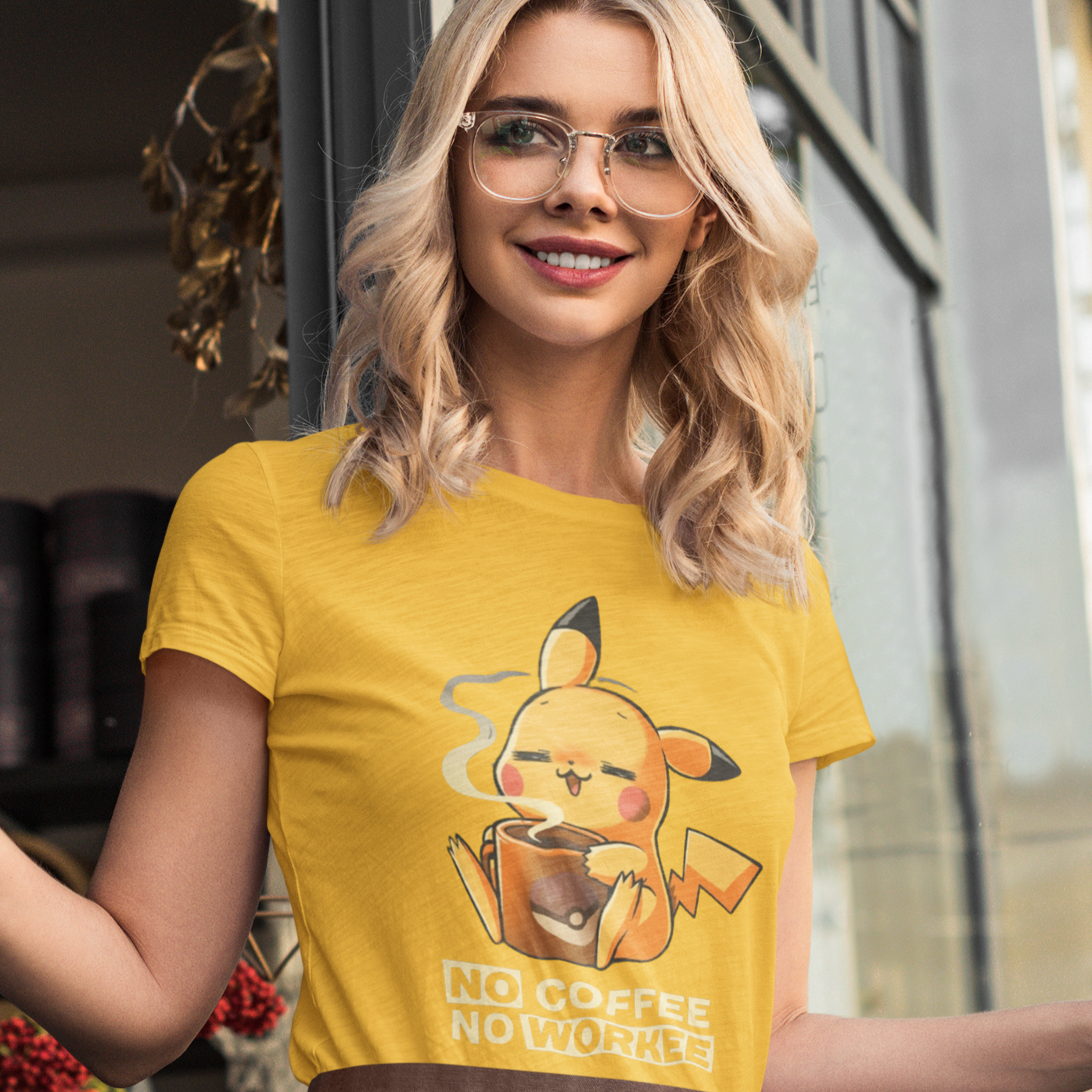 No Coffee No Workee Pika Cotton Tee